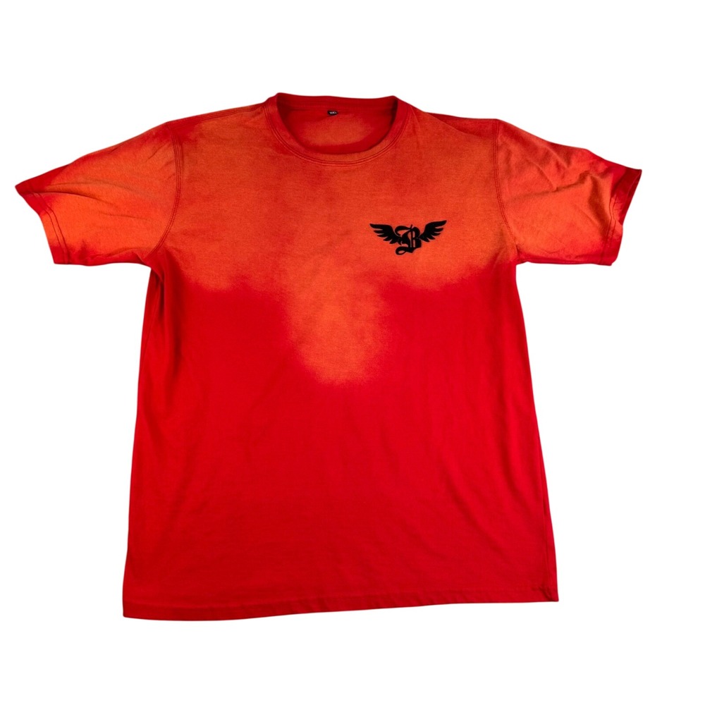 Broken Soul Red Ombre Sun Faded Graphic T-Shirt Mens XXL Old English Logo